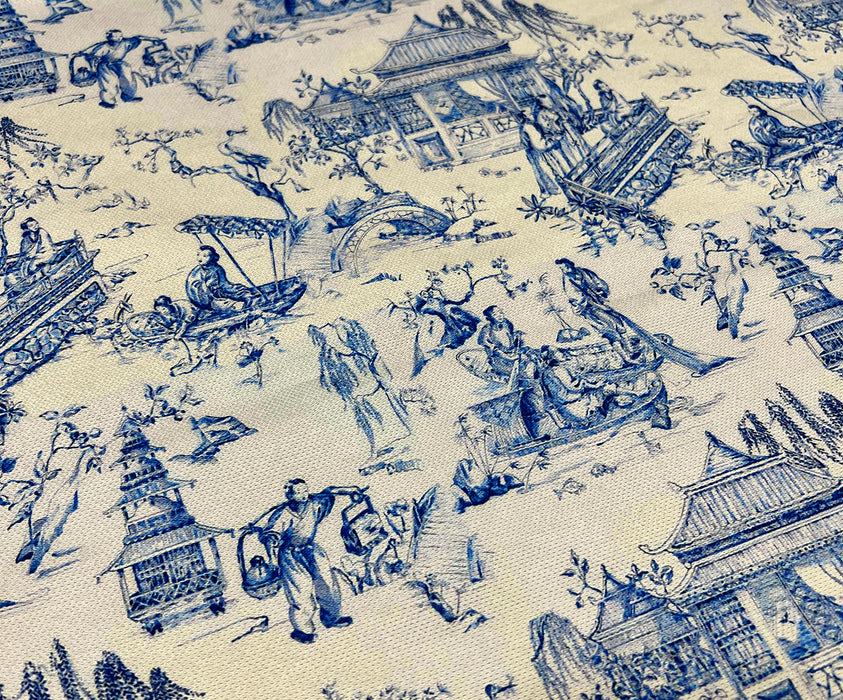 BLUE BLANC DESENLİ  DİJİTAL BASKI KUMAŞ - MAVİ