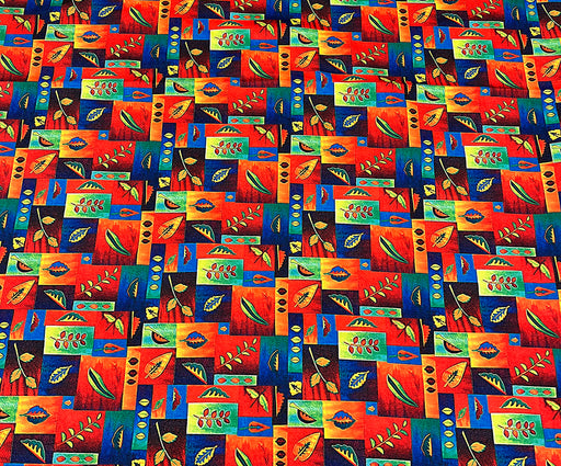 PATCHWORK YAPRAKLAR  DİJİTAL BASKI KUMAŞ - HARMONİ