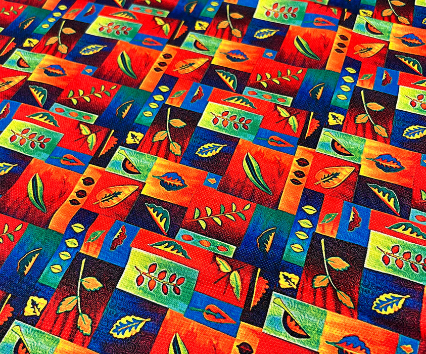 PATCHWORK YAPRAKLAR  DİJİTAL BASKI KUMAŞ - HARMONİ