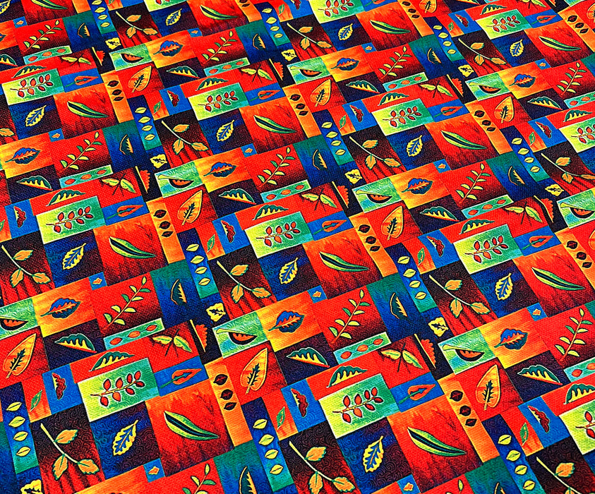 PATCHWORK YAPRAKLAR  DİJİTAL BASKI KUMAŞ - HARMONİ