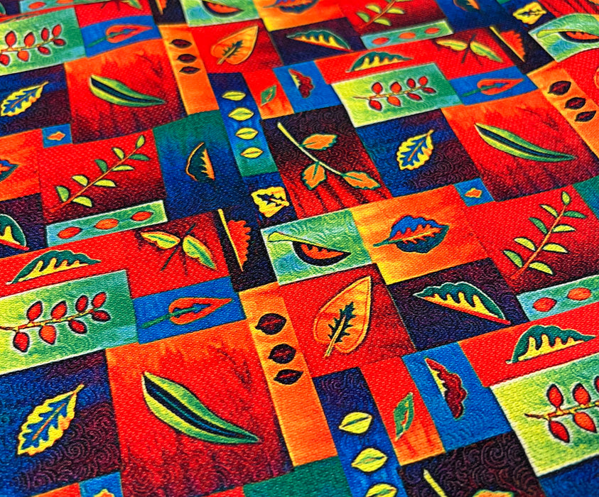 PATCHWORK YAPRAKLAR  DİJİTAL BASKI KUMAŞ - HARMONİ