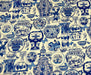 BLUE BLANC VAZOLAR DESENLİ  DİJİTAL BASKI KUMAŞ - MAVİ