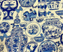 BLUE BLANC VAZOLAR DESENLİ  DİJİTAL BASKI KUMAŞ - MAVİ