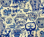 BLUE BLANC VAZOLAR DESENLİ  DİJİTAL BASKI KUMAŞ - MAVİ