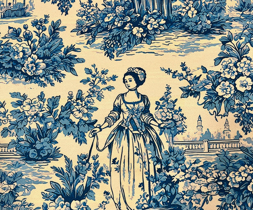 BLUE BLANC DESENLİ  DİJİTAL BASKI KUMAŞ - MAVİ