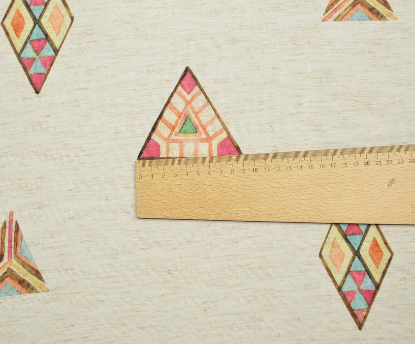 GEOMETRİK DESENLİ KETEN KUMAŞ - HARMONİ
