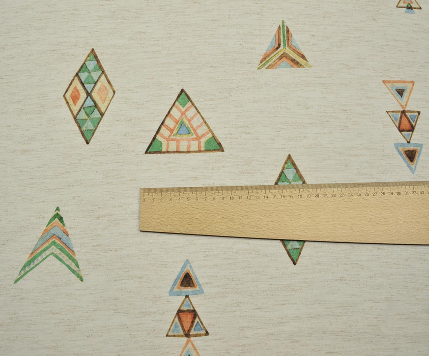 GEOMETRİK DESENLİ KETEN KUMAŞ - HARMONİ