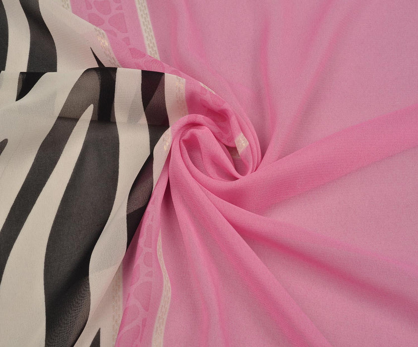 DESENLİ MULTİ ŞİFON KUMAŞ - PEMBE