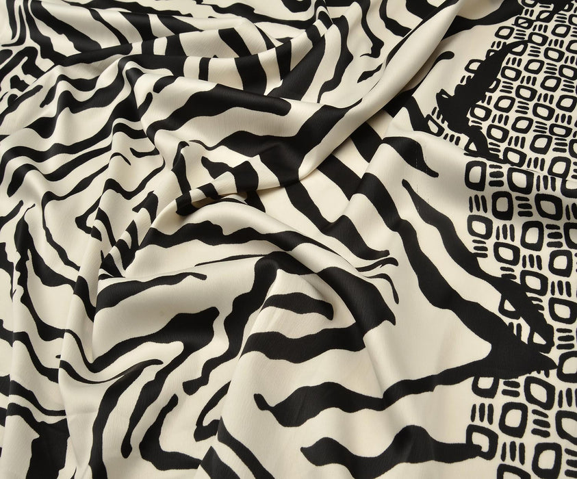 ZEBRA DESENLİ LİKRALI SATEN KUMAŞ - SİYAH