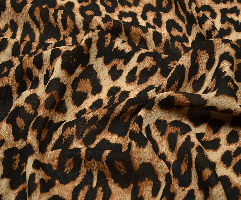 LEOPAR DESENLİ KREP KUMAŞ - KAMEL