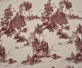 EV DESENLİ KETEN KUMAŞ - BORDO