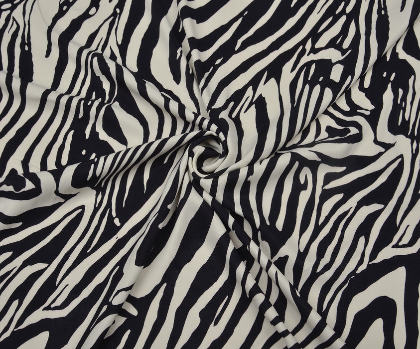 ZEBRA DESENLİ SATEN KUMAŞ - SİYAH