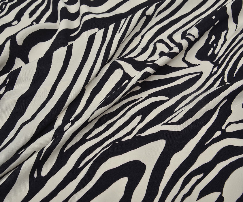 ZEBRA DESENLİ SATEN KUMAŞ - SİYAH