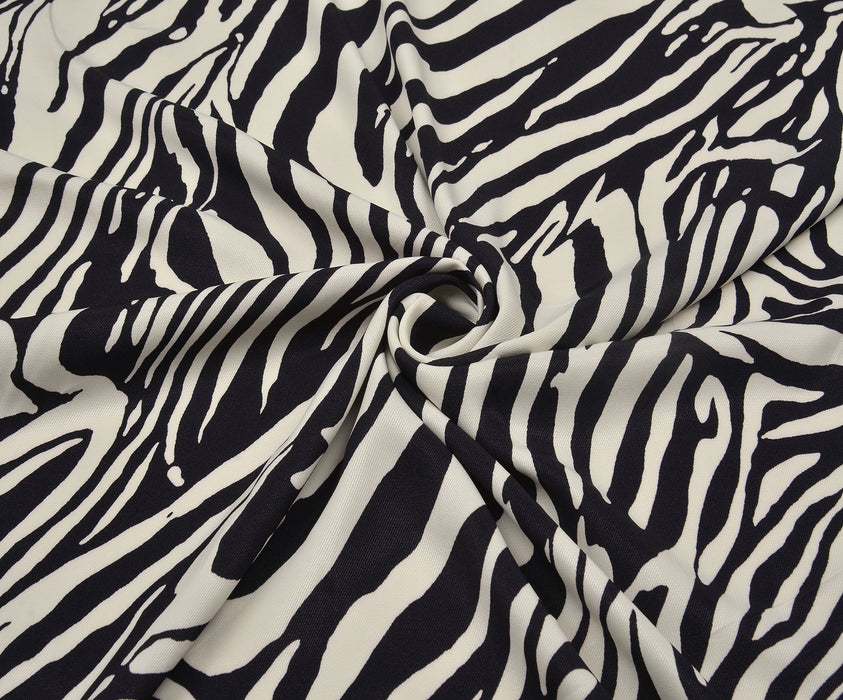 ZEBRA DESENLİ SATEN KUMAŞ - SİYAH