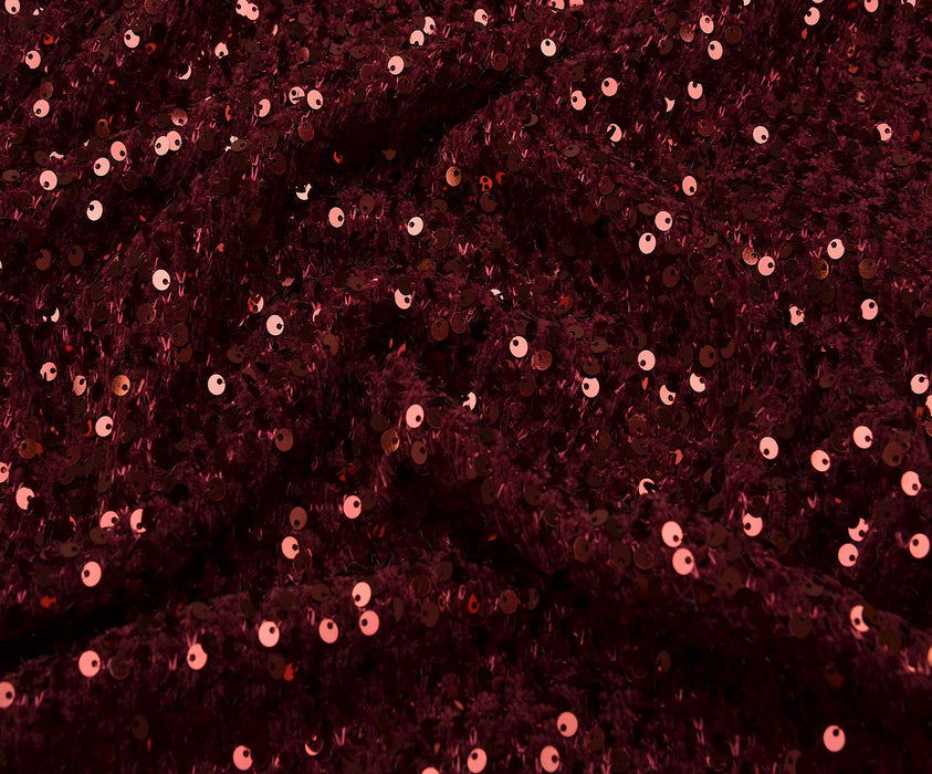 PULLU TRİKO KUMAŞ - BORDO
