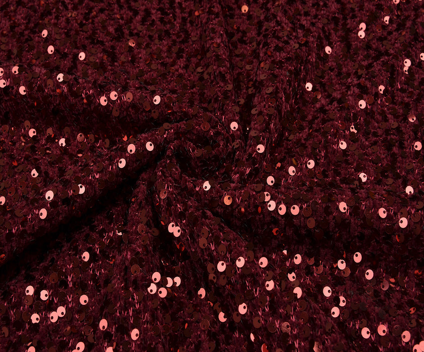 PULLU TRİKO KUMAŞ - BORDO