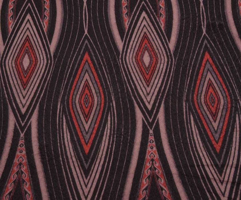 GEOMETRİK DESENLİ ANGORA KUMAŞ - SİYAH