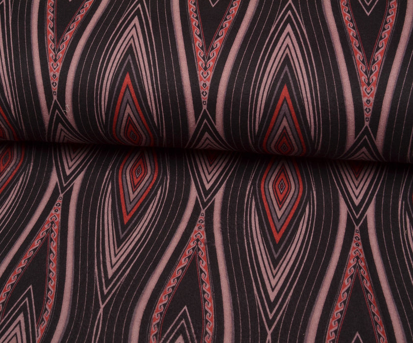 GEOMETRİK DESENLİ ANGORA KUMAŞ - SİYAH