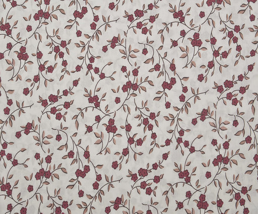 ÇİÇEK DESENLİ POPLİN KUMAŞ - BORDO