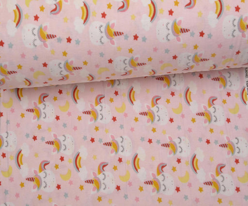 FLANEL UNİCORN PAZEN KUMAŞ - PEMBE