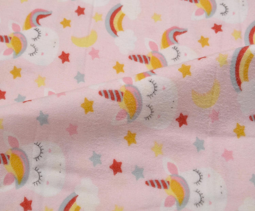 FLANEL UNİCORN PAZEN KUMAŞ - PEMBE
