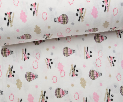 FLANEL UÇAK VE BALONLAR PAZEN KUMAŞ - PEMBE