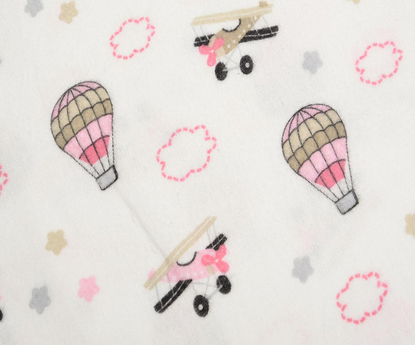 FLANEL UÇAK VE BALONLAR PAZEN KUMAŞ - PEMBE