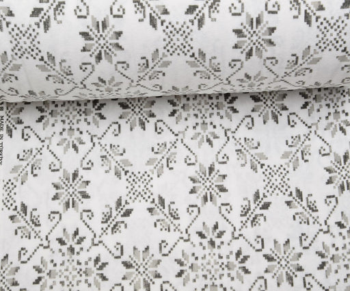 FLANEL ETNİK DESENLİ PAZEN KUMAŞ - GRİ
