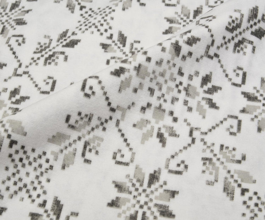 FLANEL ETNİK DESENLİ PAZEN KUMAŞ - GRİ