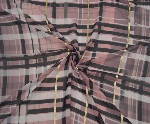 1,4 METRE EKOSE DESENLİ ŞİFON KUMAŞ - PEMBE