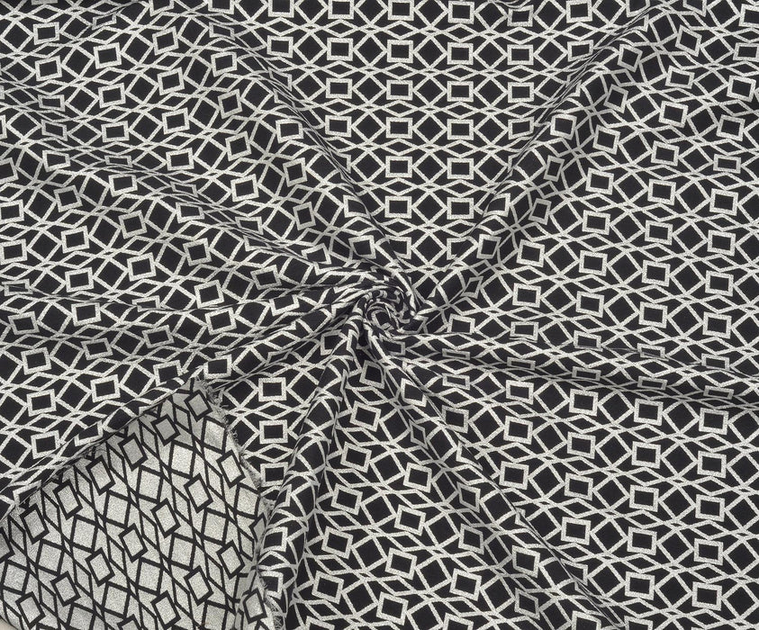 1 METRE GEOMETRİK DESENLİ JAKAR KUMAŞ - GÜMÜŞ