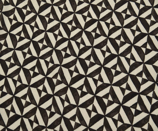 GEOMETRİK DESENLİ KREP VİSKON KUMAŞ - SİYAH