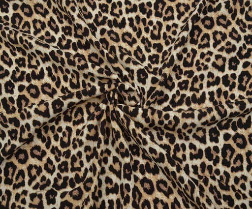 LEOPAR DESENLİ KREP VİSKON KUMAŞ - KAHVE