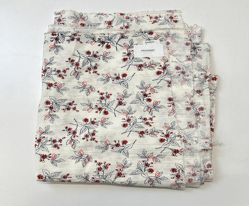 1 METRE ÇİÇEK DESENLİ LİKRALI KUMAŞ - EKRU