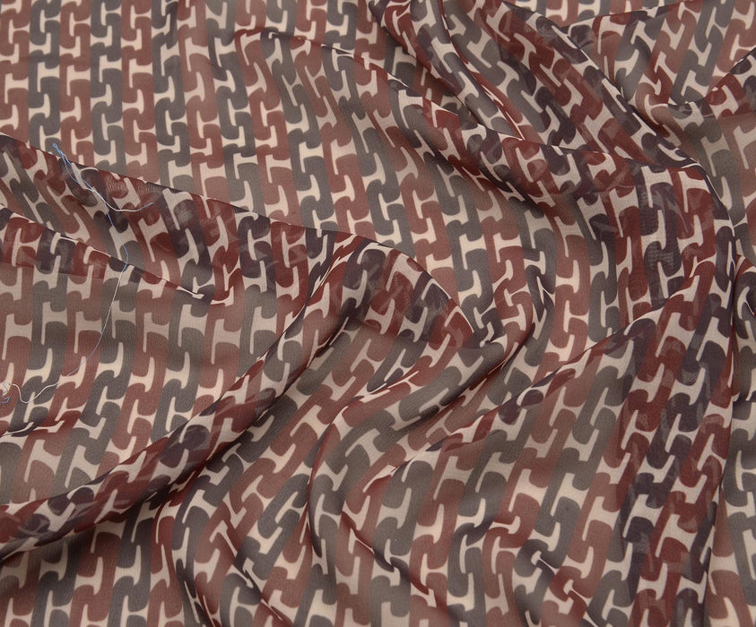 DESENLİ  ŞİFON KUMAŞ - BORDO