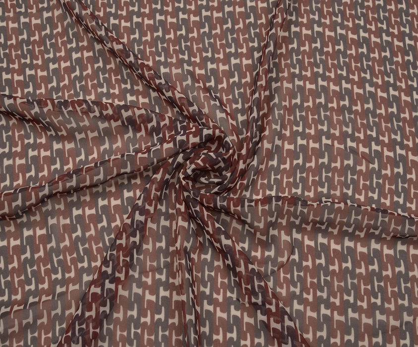 DESENLİ  ŞİFON KUMAŞ - BORDO