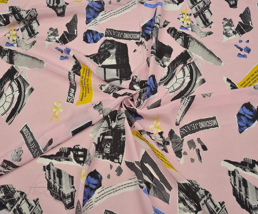 DESENLİ KREP ŞİFON KUMAŞ - PEMBE
