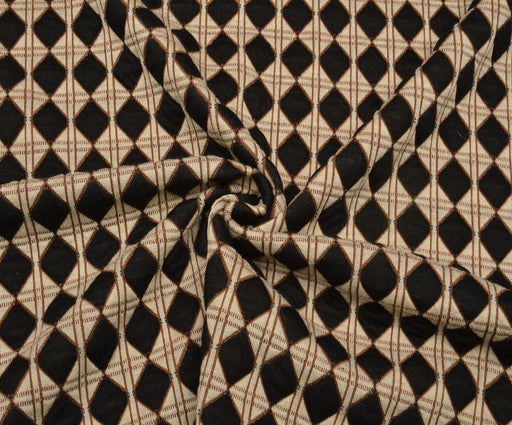 2,3 METRE GEOMETRİK DESENLİ ÖRME KAPİTONE KUMAŞ - SİYAH