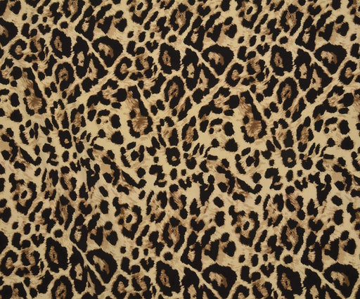 LEOPAR DESENLİ KREP VİSKON KUMAŞ - BEJ