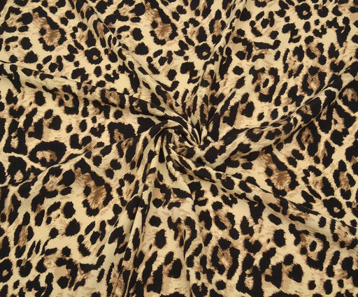 LEOPAR DESENLİ KREP VİSKON KUMAŞ - BEJ