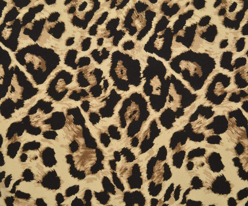 LEOPAR DESENLİ KREP VİSKON KUMAŞ - BEJ