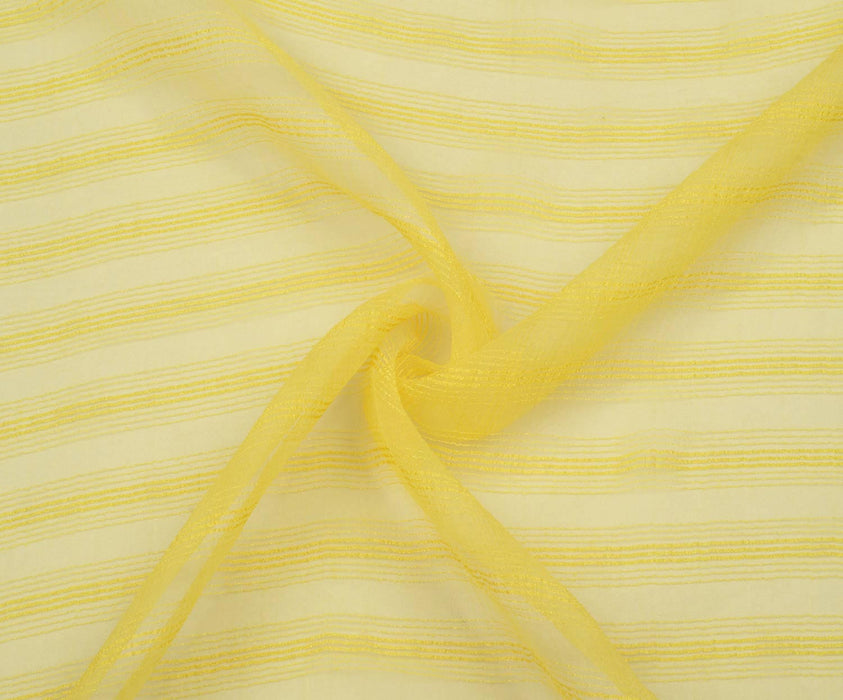 2 METRE ŞERİT DESENLİ ORGANZE ŞİFON KUMAŞ - SARI