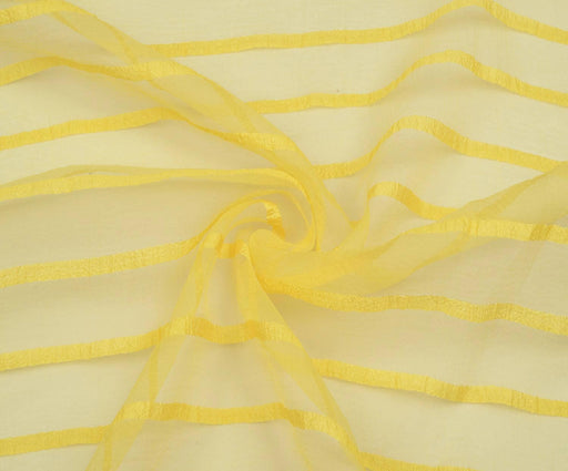 3 METRE ŞERİT DESENLİ ORGANZE ŞİFON KUMAŞ - SARI