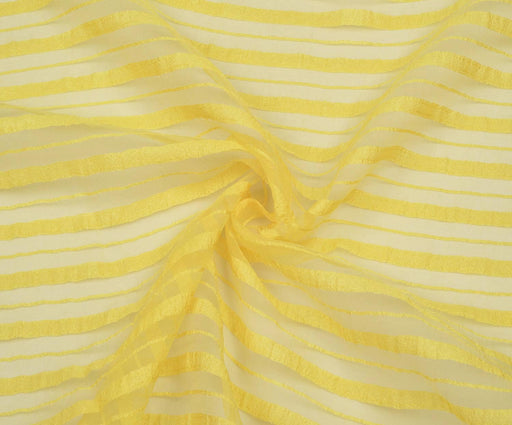 2,4 METRE ŞERİT DESENLİ ORGANZE ŞİFON KUMAŞ - SARI