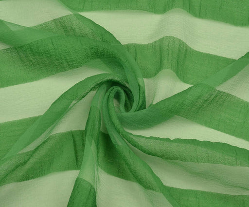 2 METRE ŞERİT DESENLİ ORGANZE ŞİFON - YEŞİL