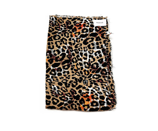 0,7 METRE LEOPAR DESENLİ VİSKON KUMAŞ - BEJ