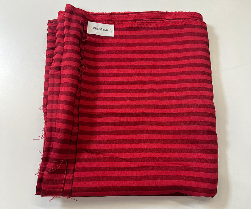 2 METRE ÇİZGİLİ SATEN KUMAŞ - KIRMIZI