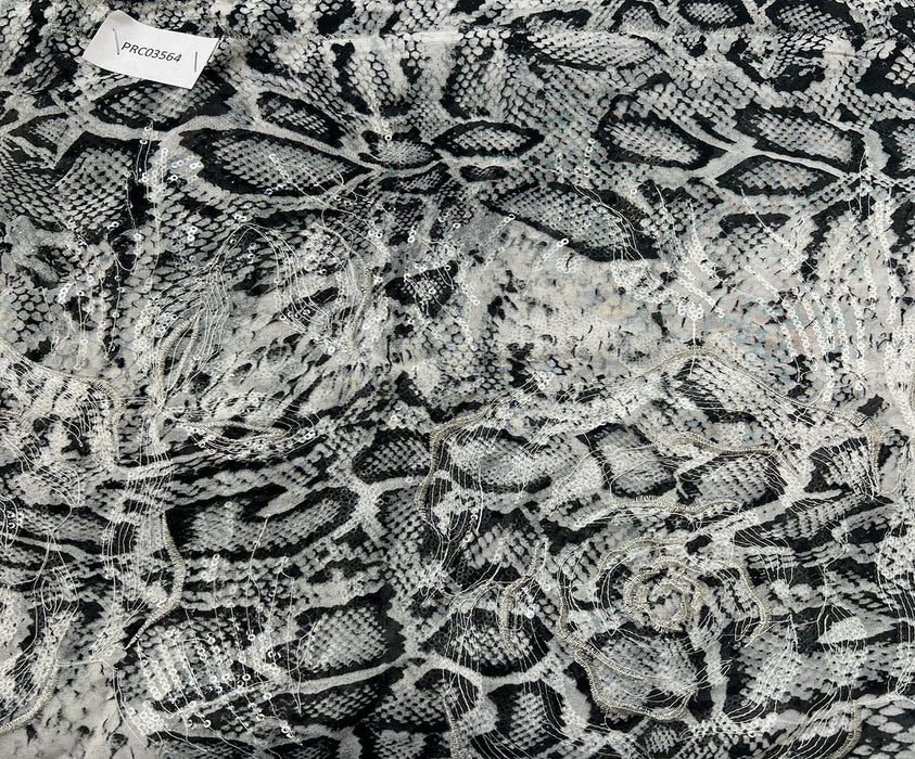 2 METRE İŞLEMELİ ŞİFON KUMAŞ - GRİ