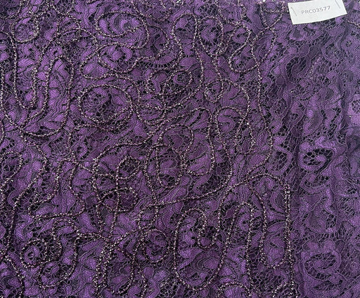 1,6 METRE İŞLEMELİ ABİYELİK DANTEL KUMAŞ - MOR