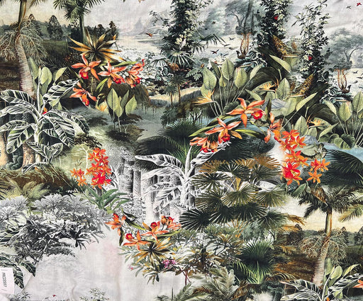2 METRE ÇİÇEK DESENLİ VUAL KUMAŞ - YEŞİL